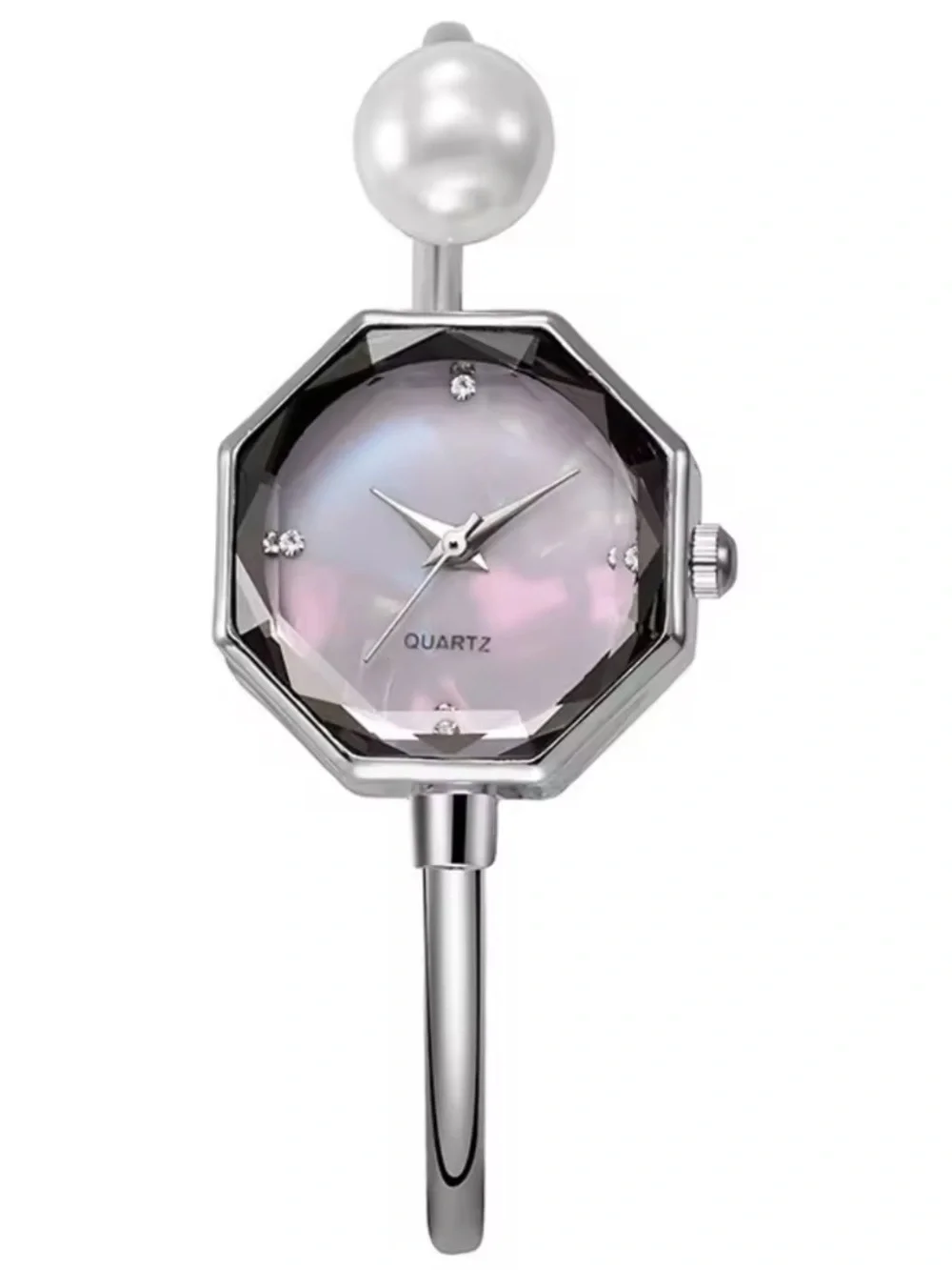 New Kohl’s Women’s Quartz Pearl Accent Silver Bracelet Watch - Pink Dial